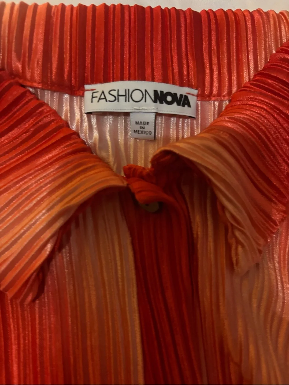 Fashion Nova Red Pleated Two-Piece Pajama Set
